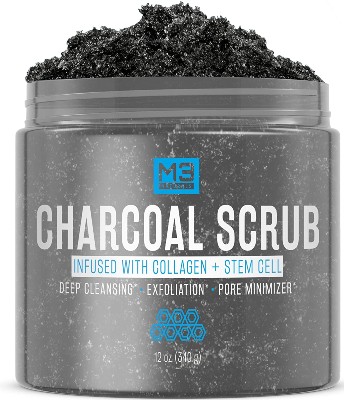 M3 Naturals Activated Charcoal Scrub Infused with Collagen and Stem Cell 